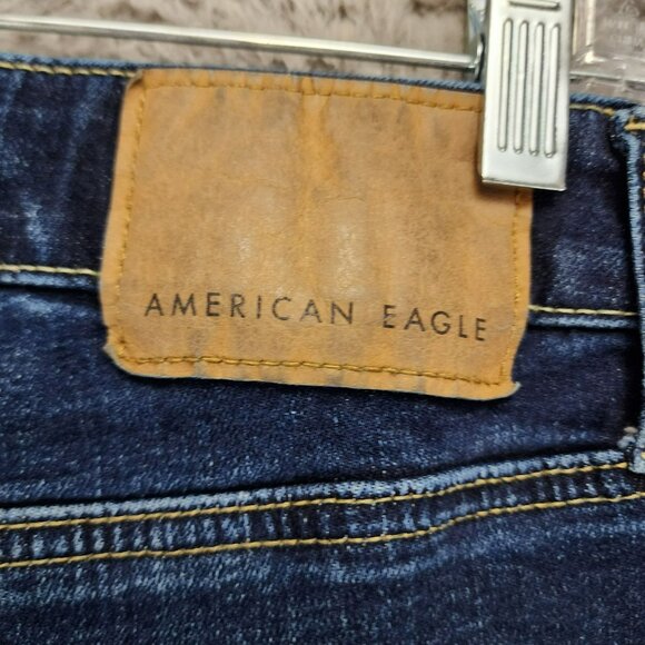 American Eagle Outfitters Jeans Mens 28x30 Dark Wash Stretch Low Rise Bootcut - Picture 10 of 16